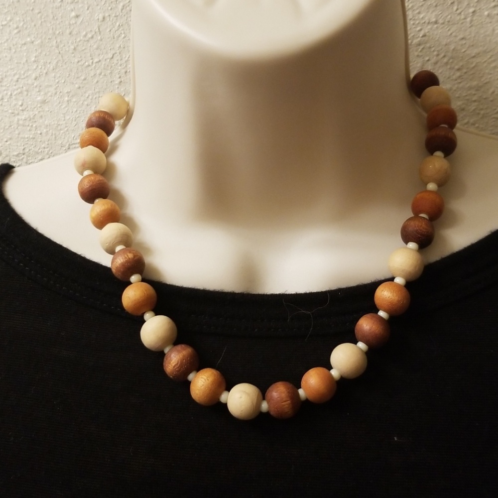 Wooden beaded necklace